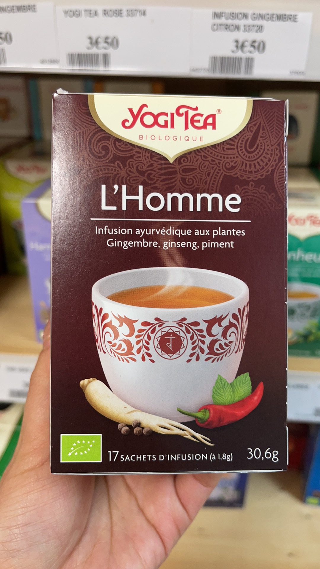 Tisane, Yogi Tea au gingembre, ginseng